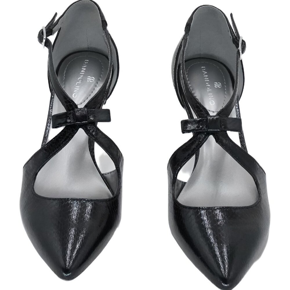 Bandolino Zeffer Strappy Bow Kitten Heel Pump - Black Snake - Women's US 6.5M - Picture 5 of 6